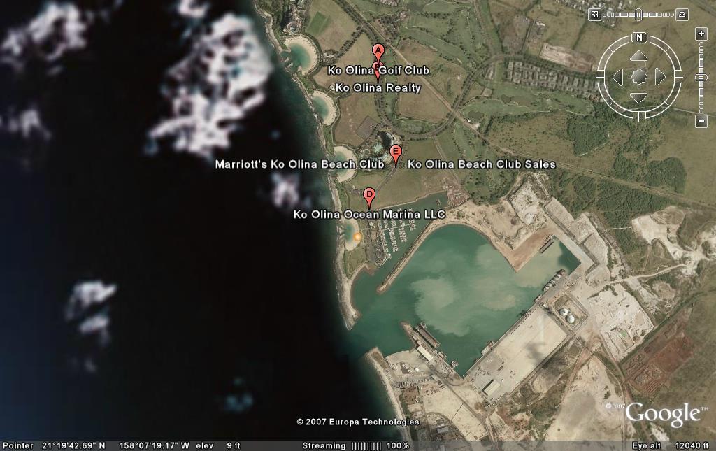 Ko Olina Resort and Port Kalaeloa as seen on Google Earth