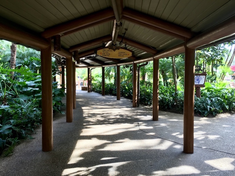 Covered walkway near resort pool