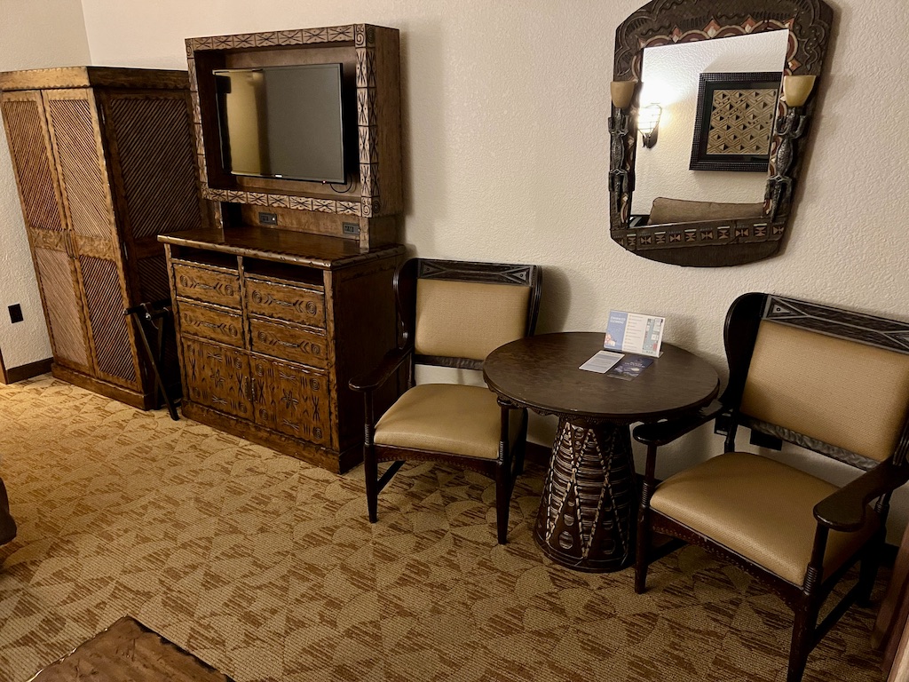 Armoire, TV and Dresser, Side Table & Chairs