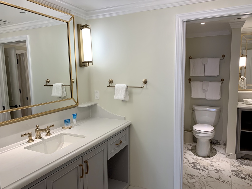 Master bathroom vanity and commode