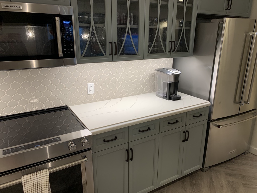 Kitchen cabinets and refrigerator