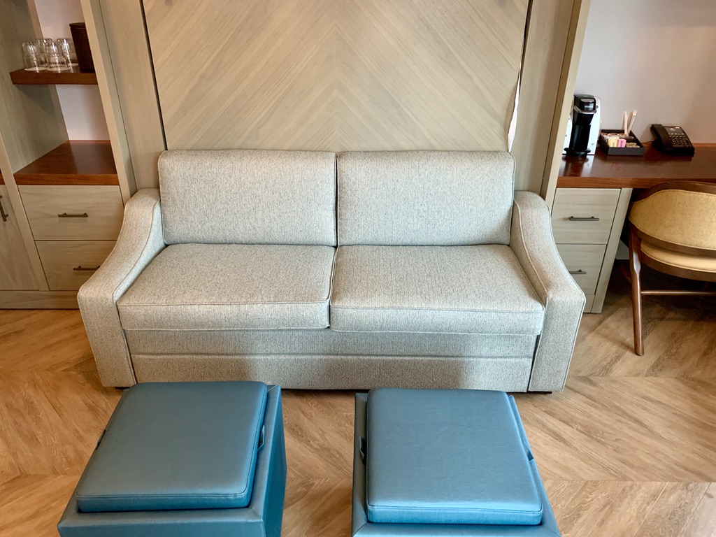 Tower Studio sofa and two storage ottomans