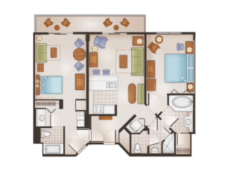 Lockoff Two Bedroom Villa floor plan