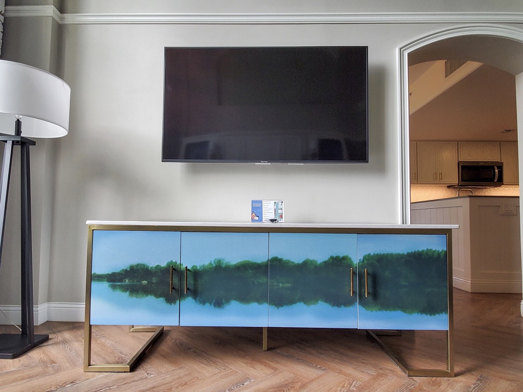 Living room TV and credenza
