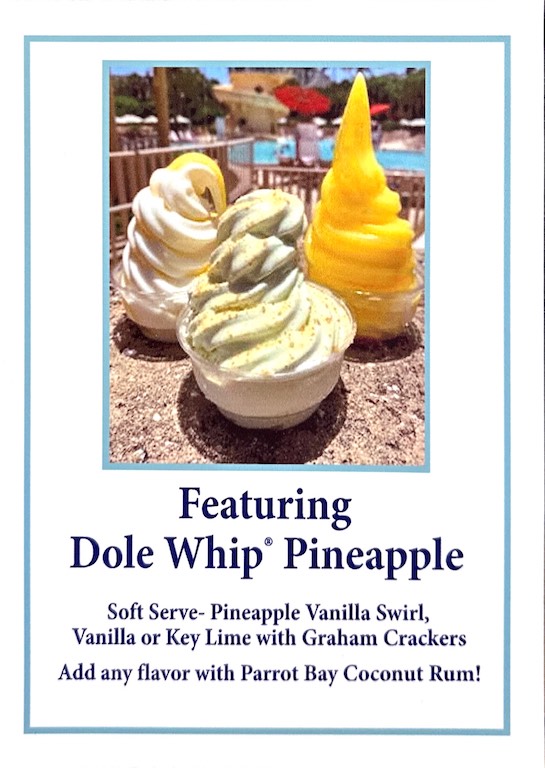 Wind & Waves Dole Whip Menu