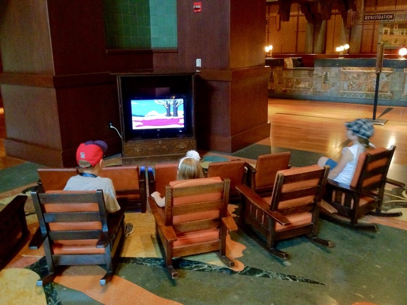 Kids waiting area with TV