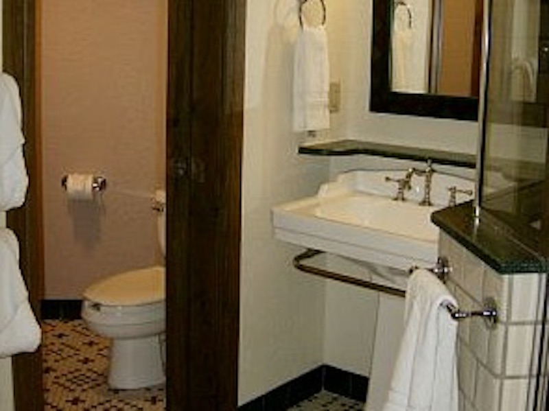 Master bathroom pedestal sink and toilet