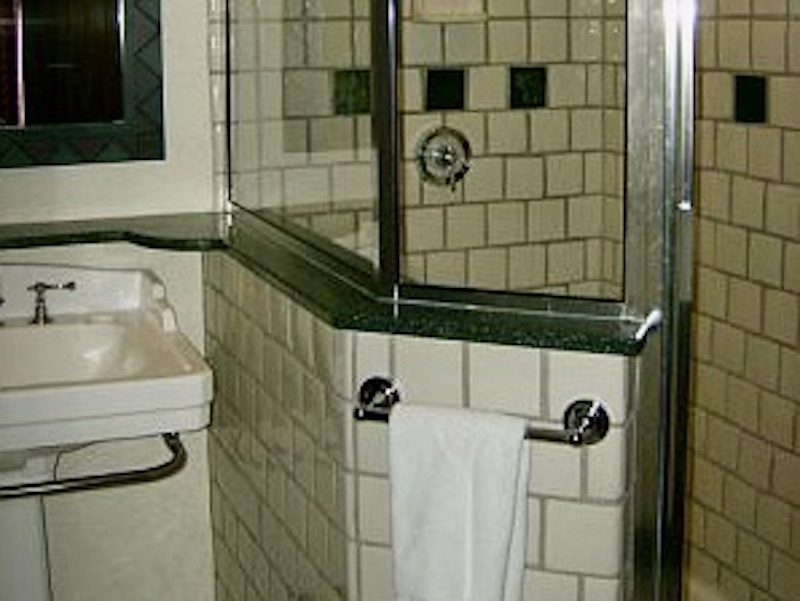 Shower stall and pedestal sink
